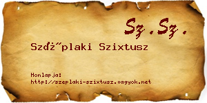 Széplaki Szixtusz névjegykártya